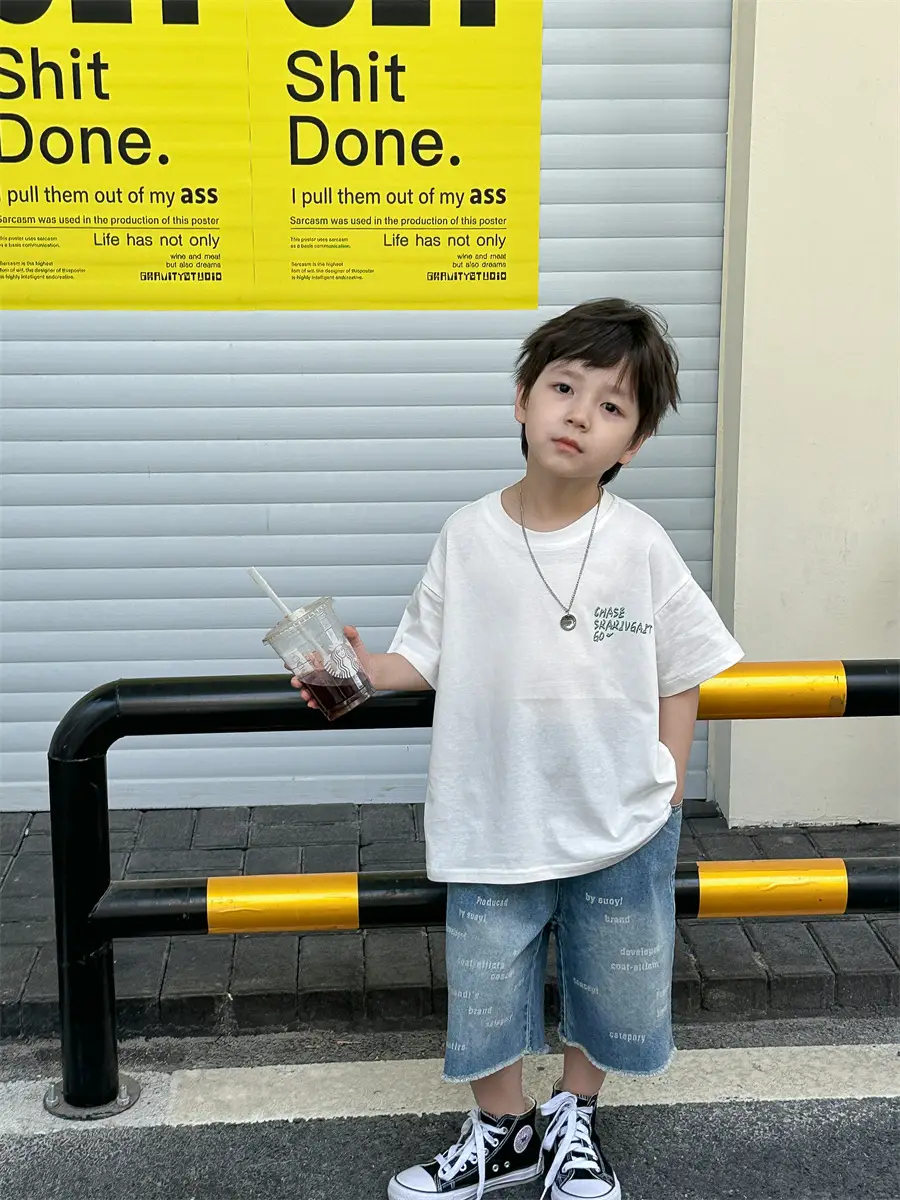 Boys Summer T-Shirt Blue Short Sleeve Loose Fit Kids 2025 — feature 9