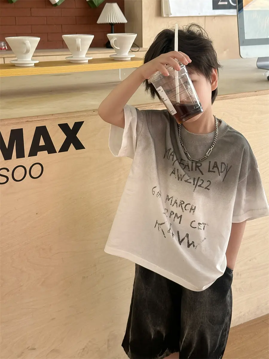Boys 2025 Summer Thin Cotton T-Shirt Loose Fit - Image 5