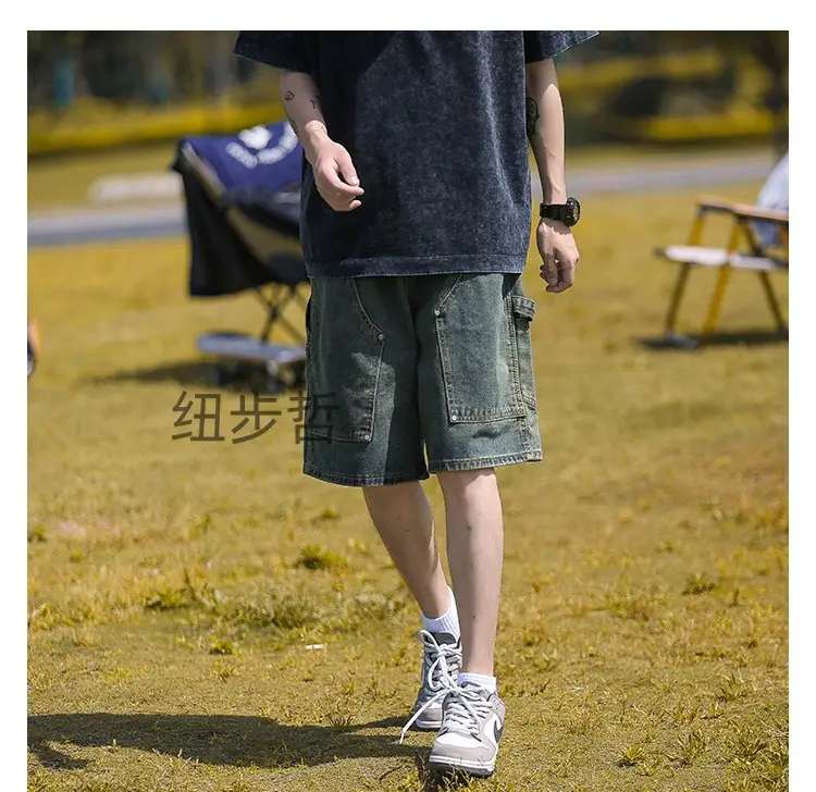 Men's American Style Wash Denim Shorts Black 5Pants — feature 12