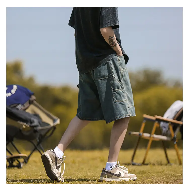 Men's American Style Wash Denim Shorts Black 5Pants — feature 9