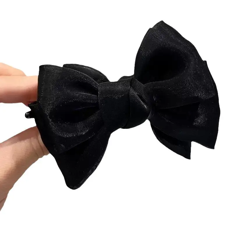 Red Mesh Bow Grip Hair Clip High Sense Multi-Functional Ball Head - Image 8