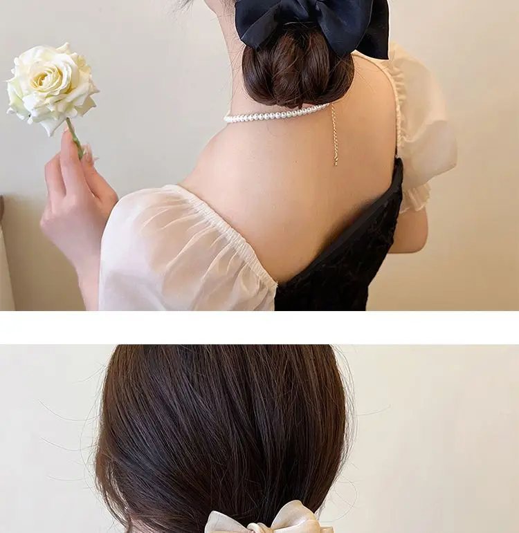 Red Mesh Bow Grip Hair Clip High Sense Multi-Functional Ball Head — feature 2