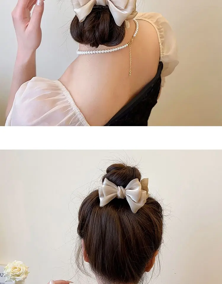 Red Mesh Bow Grip Hair Clip High Sense Multi-Functional Ball Head — feature 5