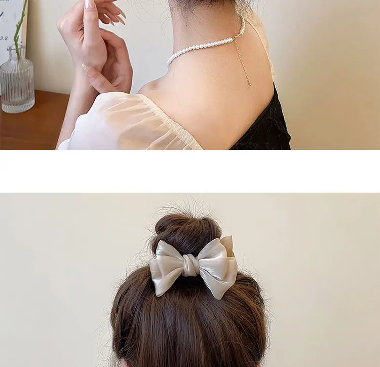 Red Mesh Bow Grip Hair Clip High Sense Multi-Functional Ball Head — feature 6