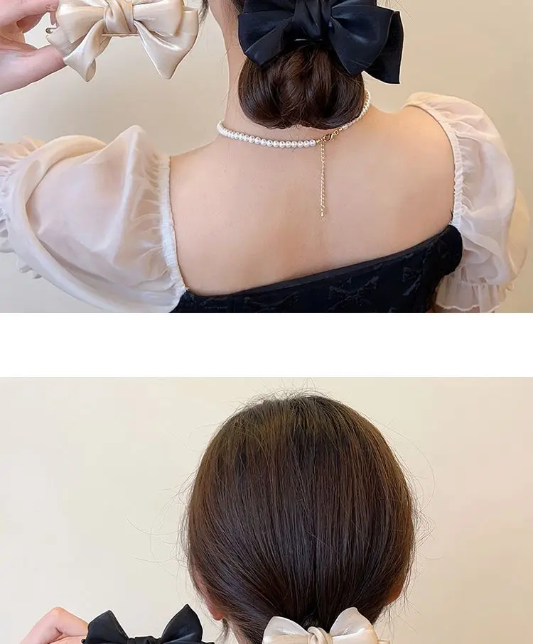 Red Mesh Bow Grip Hair Clip High Sense Multi-Functional Ball Head — feature 8