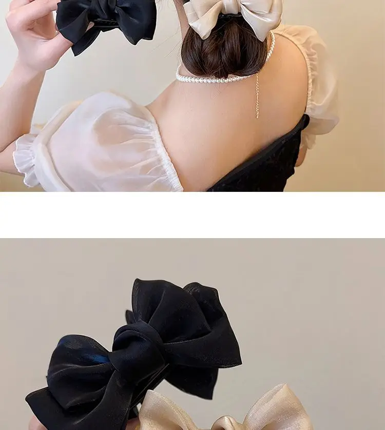 Red Mesh Bow Grip Hair Clip High Sense Multi-Functional Ball Head — feature 9