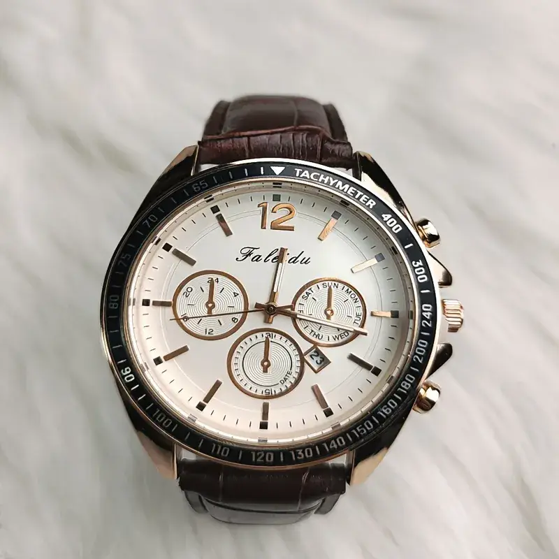 Elegant Light Luxury Business Three-eye Chronograph Watch