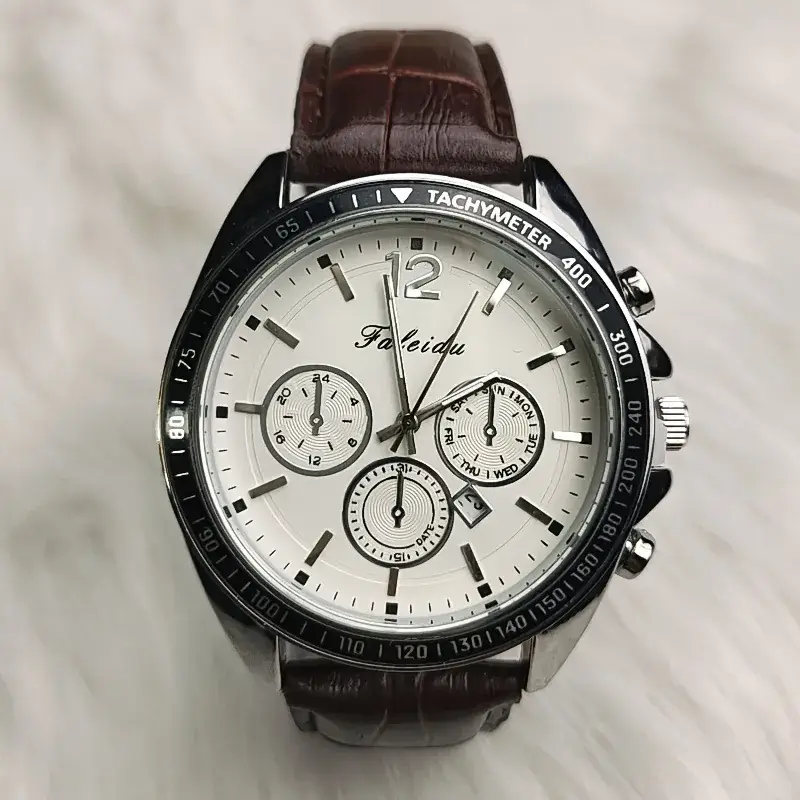 Elegant Light Luxury Business Three-eye Chronograph Watch