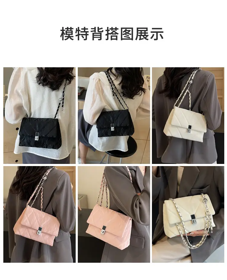 Diamond Chain Crossbody Bag Pink Large Capacity Women — feature 10