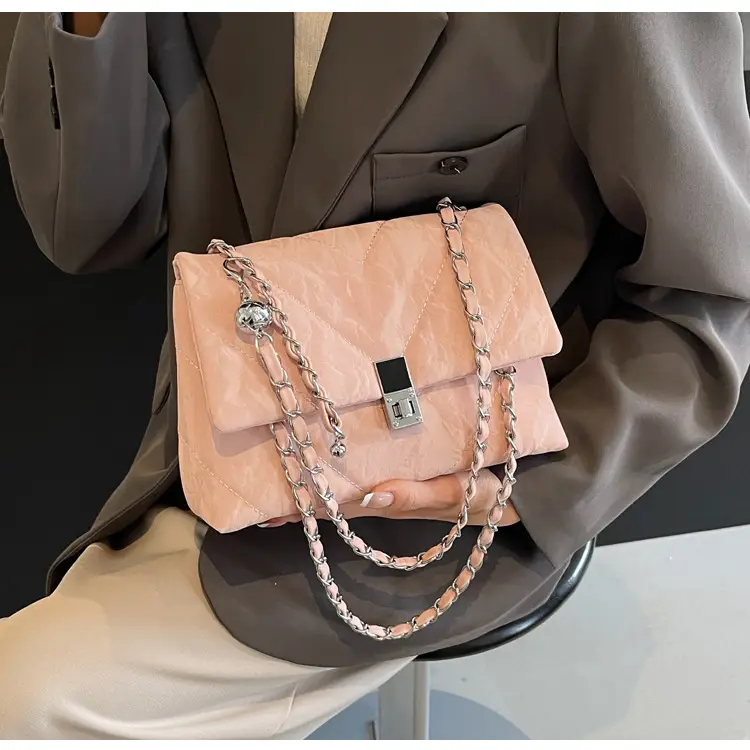 Diamond Chain Crossbody Bag Pink Large Capacity Women — feature 33