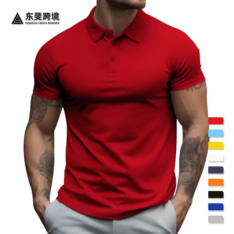 Men's Yellow Short Sleeve Polo T-Shirt Large - Image 10