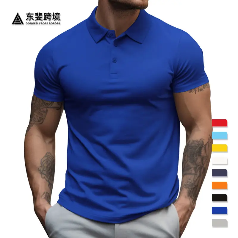 Men's Yellow Short Sleeve Polo T-Shirt Large - Image 11
