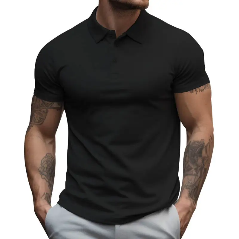 Men's Yellow Short Sleeve Polo T-Shirt Large - Image 12