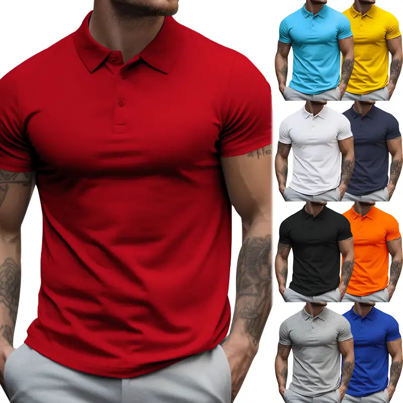 Men's Yellow Short Sleeve Polo T-Shirt Large — feature 2