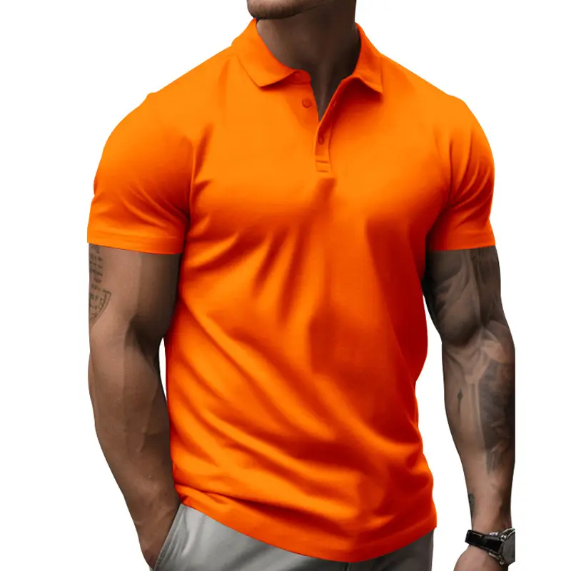 Men's Yellow Short Sleeve Polo T-Shirt Large — feature 27