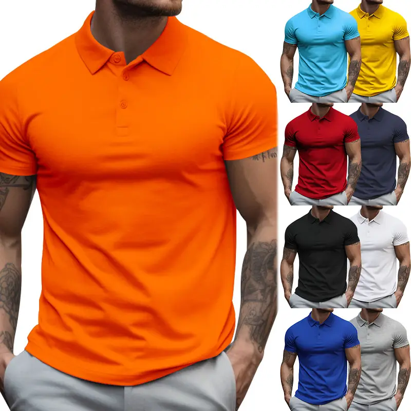 Men's Yellow Short Sleeve Polo T-Shirt Large — feature 6
