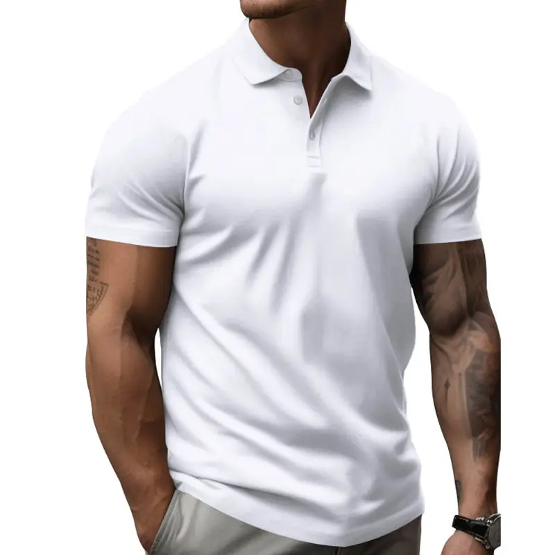Men's Yellow Short Sleeve Polo T-Shirt Large - Image 2