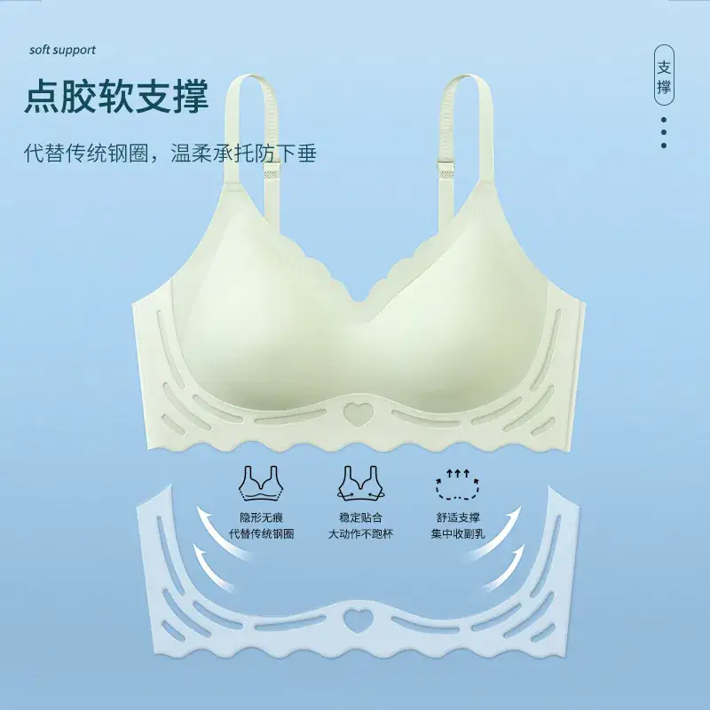 Breathable Thin Non-Cut Underwear Women Small Chest Gathering - Image 7