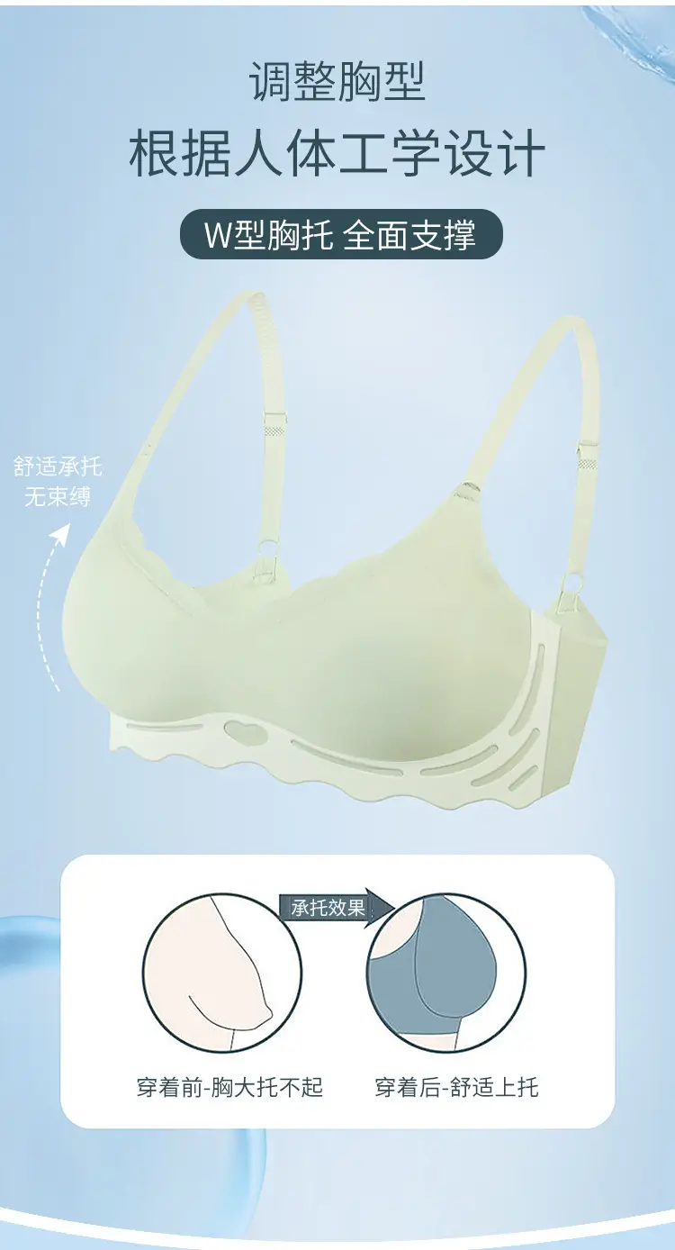 Breathable Thin Non-Cut Underwear Women Small Chest Gathering — feature 6