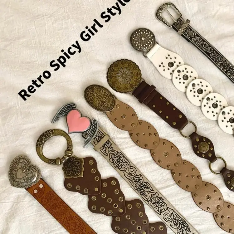 Women Korean-style Rivet Belt Casual Jeans All-match