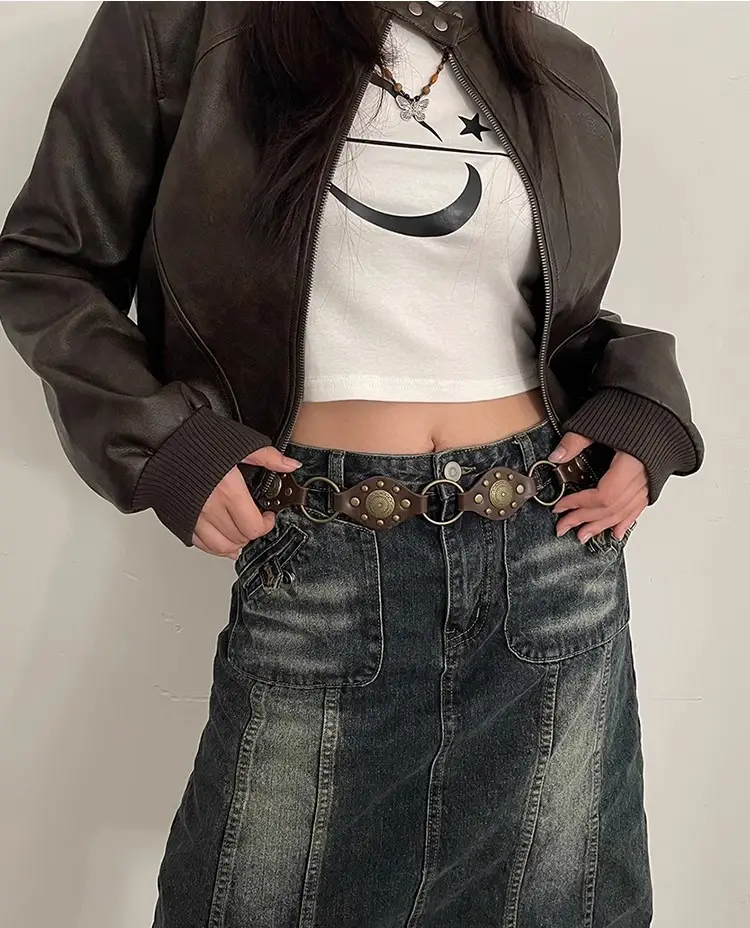 Women Korean-style Rivet Belt Casual Jeans All-match — feature 19