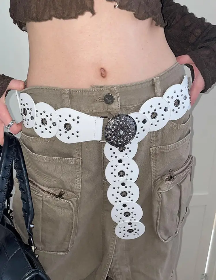 Women Korean-style Rivet Belt Casual Jeans All-match — feature 8