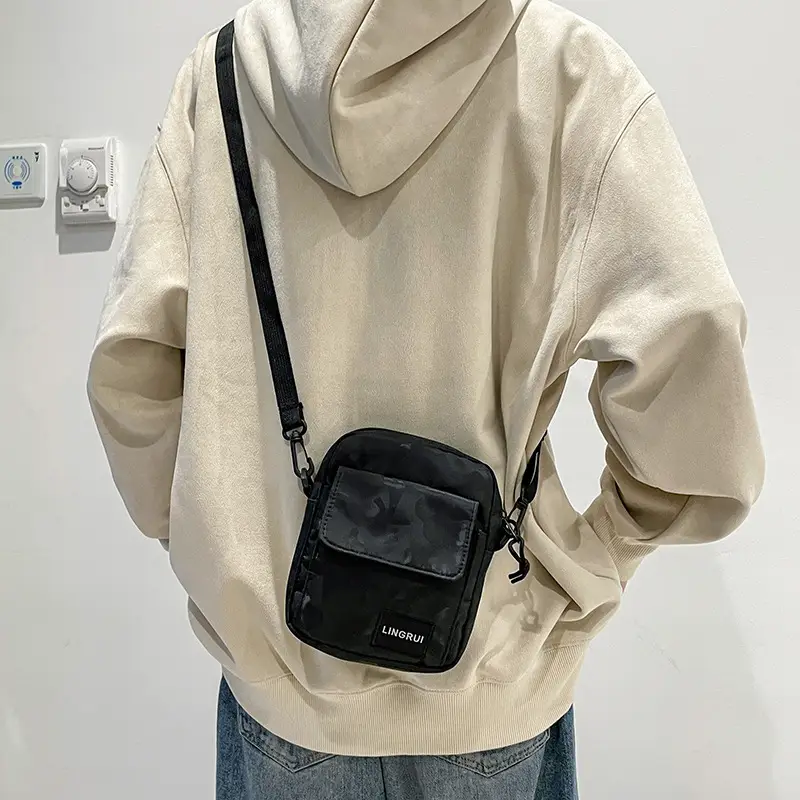 Men's Lightweight Crossbody Bag Black Transparent - Image 5