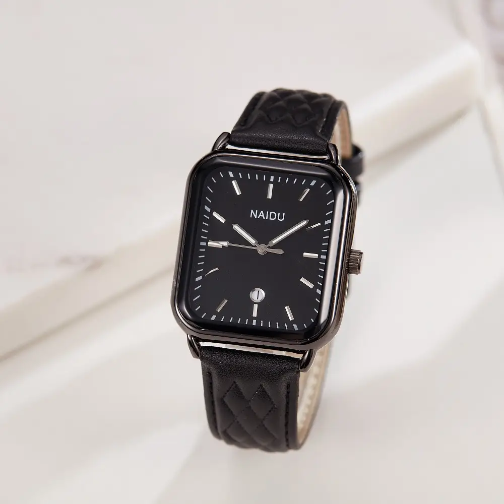 Mardi Rose Gold Rectangular Watch Brown Leather Belt - Image 7