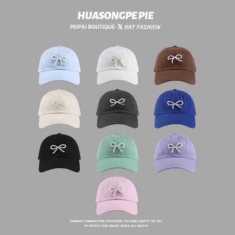 Women's White Pearl Bow Baseball Cap - Image 12