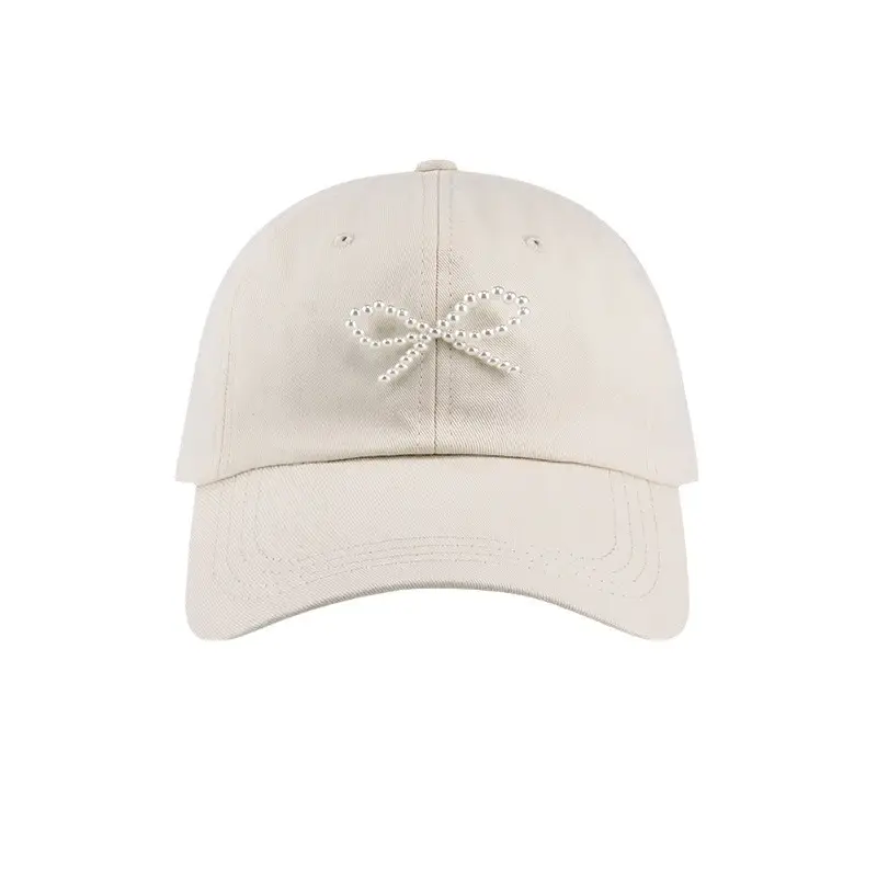 Women's White Pearl Bow Baseball Cap - Image 15