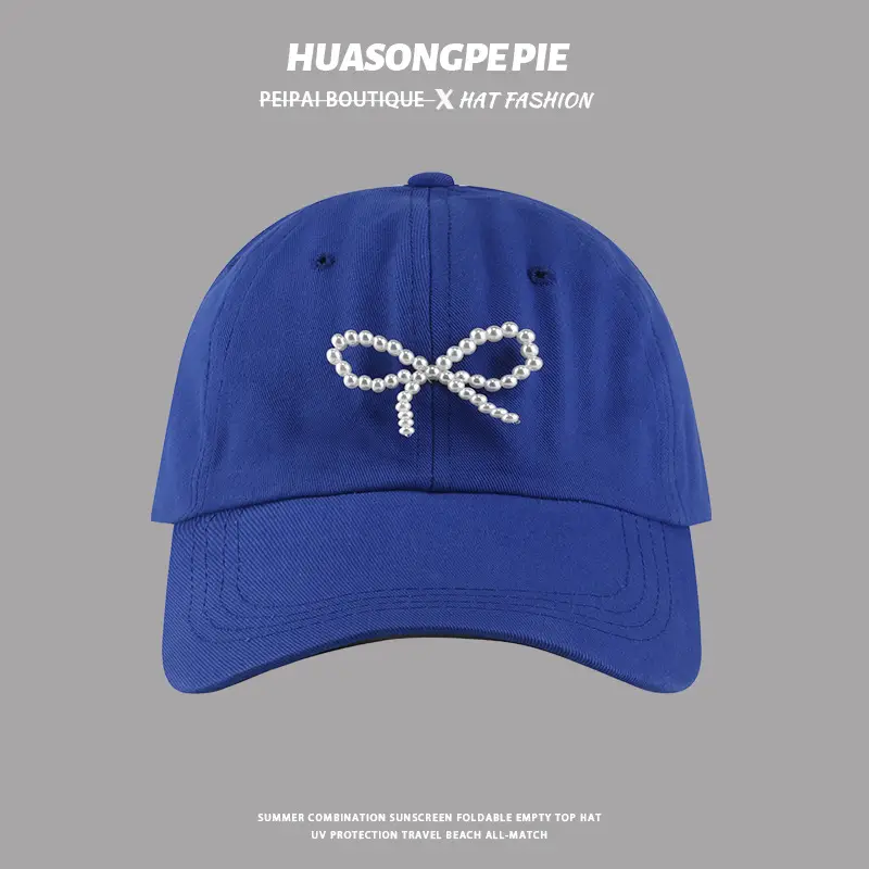 Women's White Pearl Bow Baseball Cap - Image 4