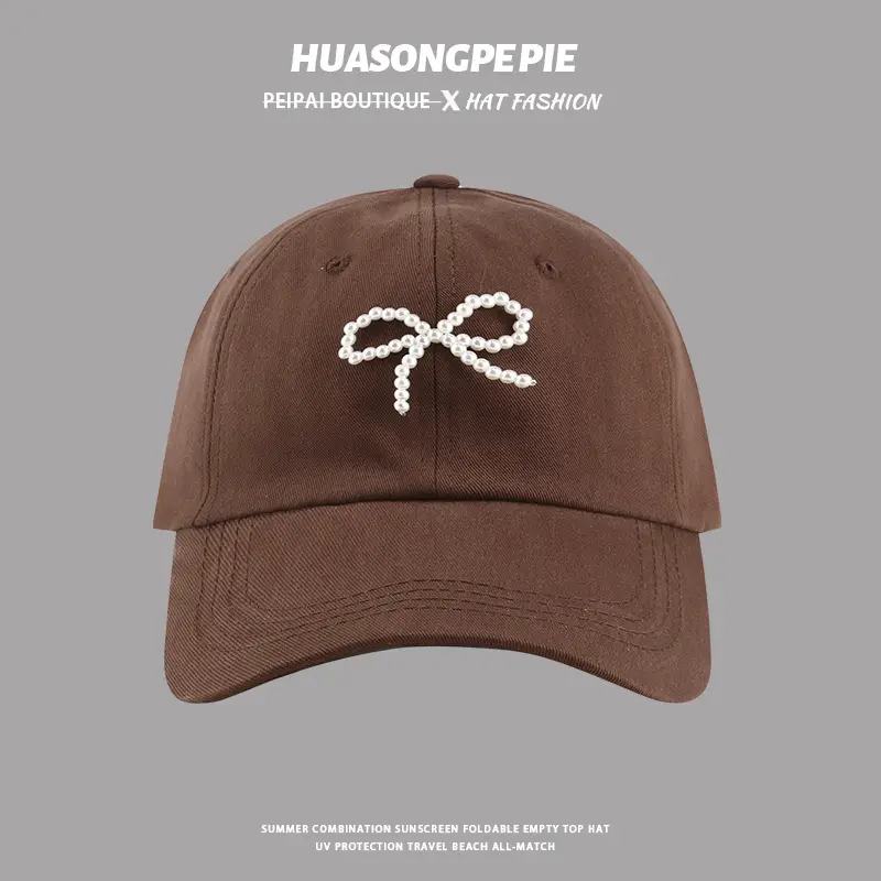Women's White Pearl Bow Baseball Cap - Image 9