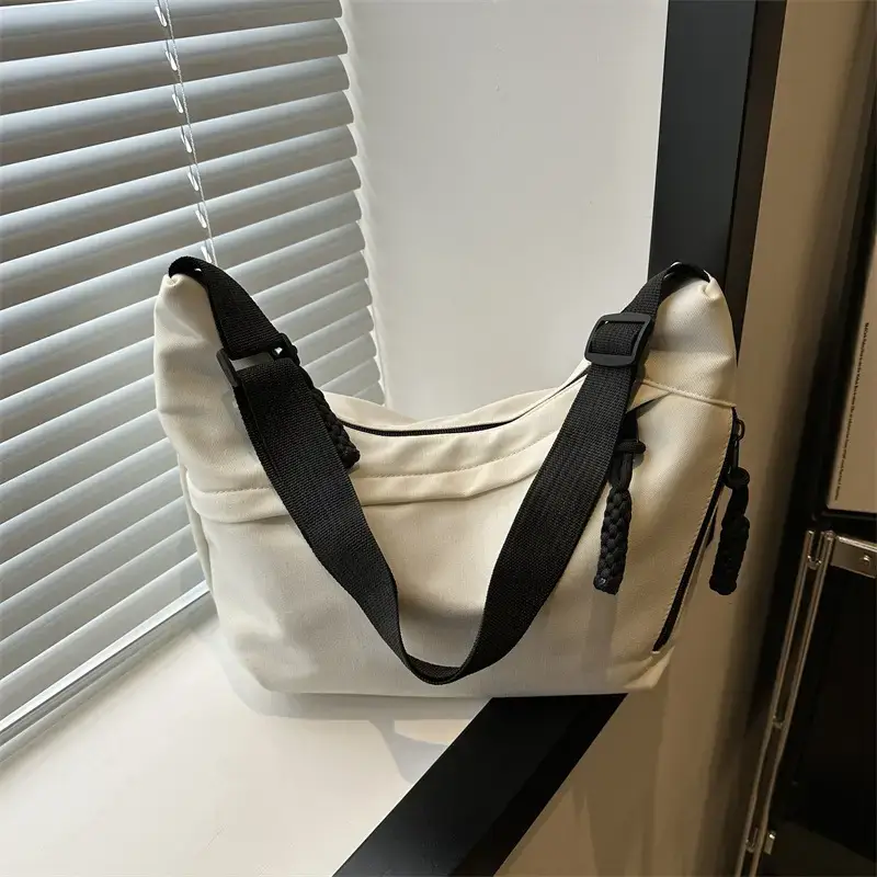 Beige Oxford Canvas Shoulder Bag 2024 Spring - Image 7