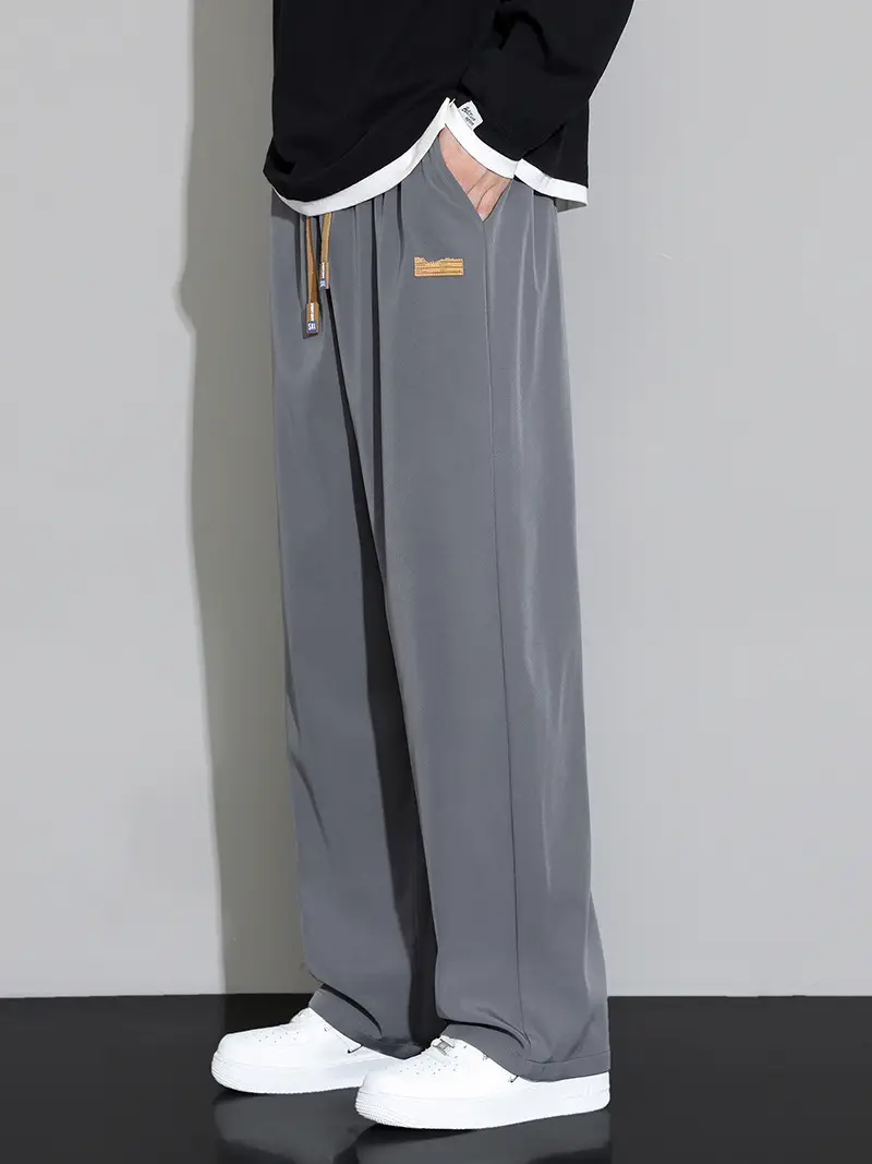 Spring Autumn Men Trousers Drapey Wide Leg Loose Sports Boys Sweatpants - Image 4