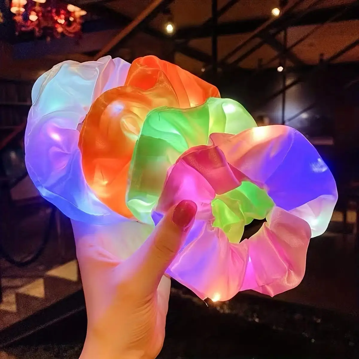 Led Luminous Scrunchie Hair Tie with Multicolor Lights - Image 35