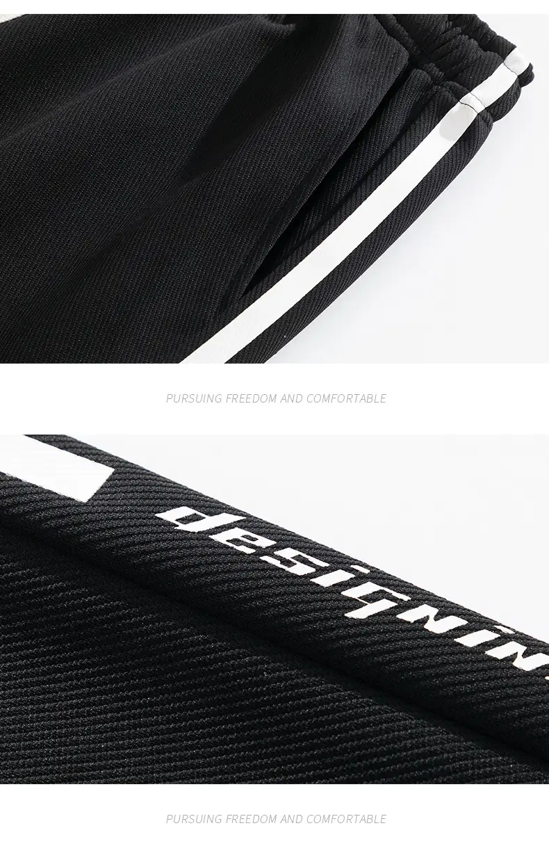 Men Straight Leg Sweatpants Grey Stripe Loose Fit — feature 29