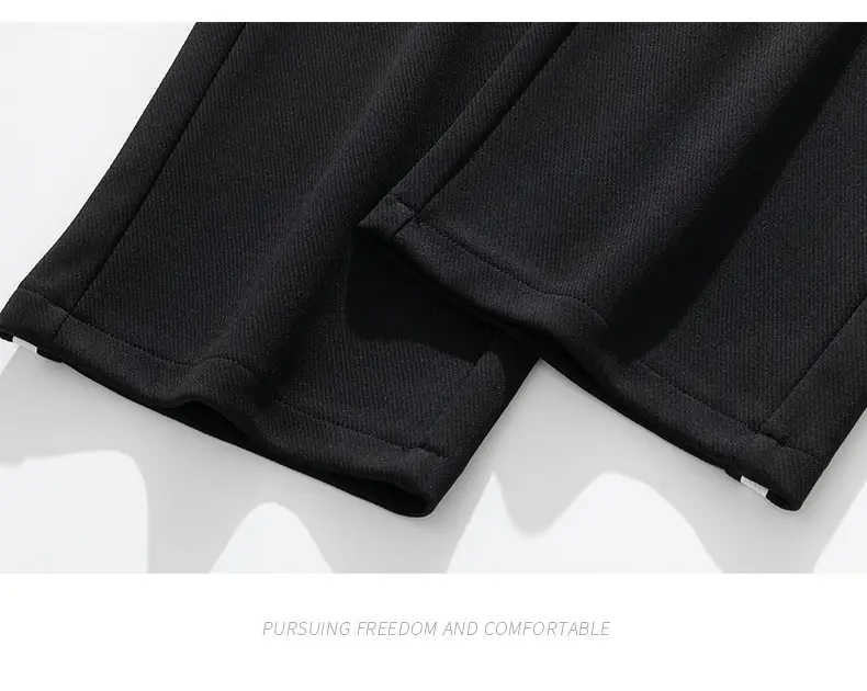 Men Straight Leg Sweatpants Grey Stripe Loose Fit — feature 30