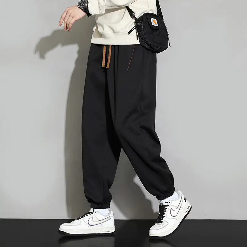Men Straight Leg Sweatpants Grey Stripe Loose Fit - Image 10
