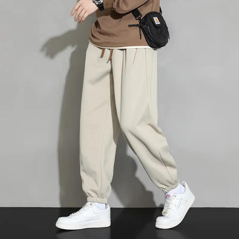 Men Straight Leg Sweatpants Grey Stripe Loose Fit - Image 12