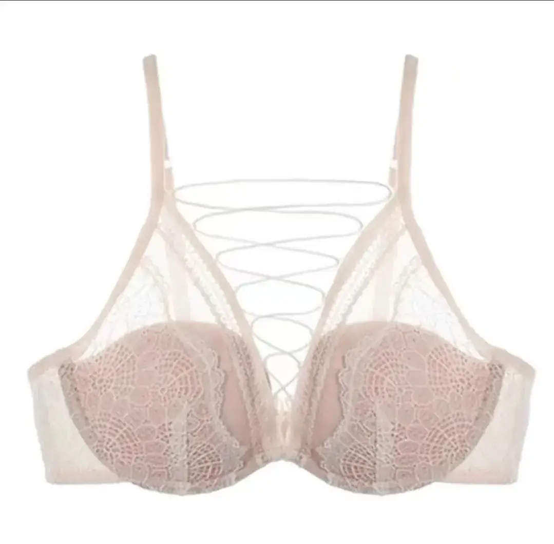 French Style Large Underwear Women's Small Chest Soft Steel Ring Sexy Pure Desire Strap Hollow Lace Bra Set - Image 2