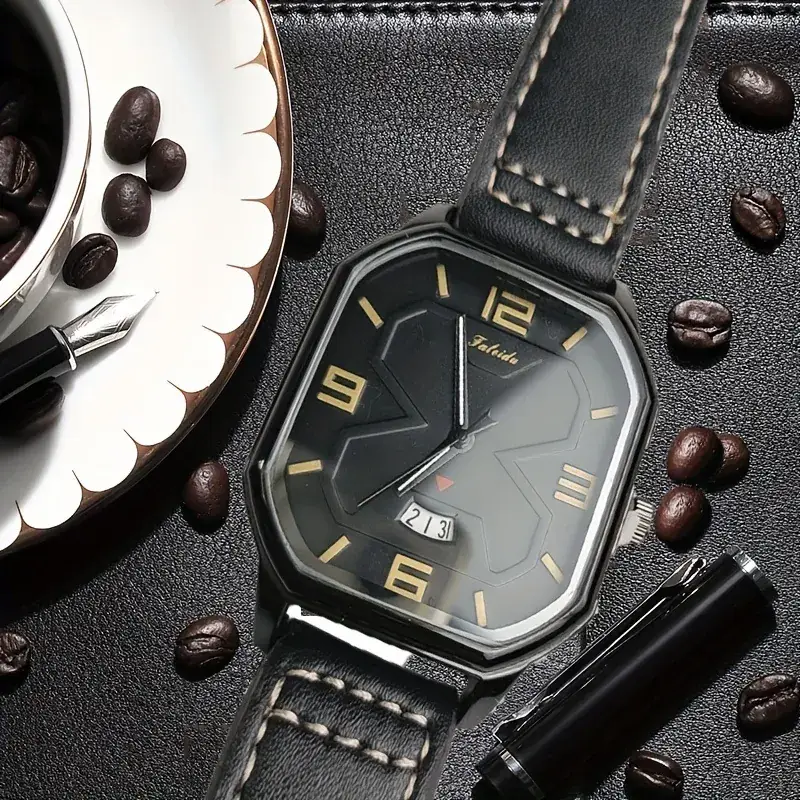 Retro Square Watch Men's Quartz Large Dial Mechanical