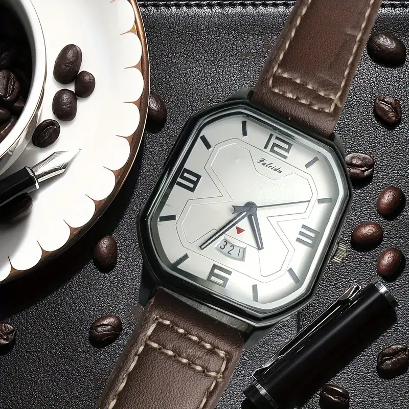 Retro Square Watch Men's Quartz Large Dial Mechanical