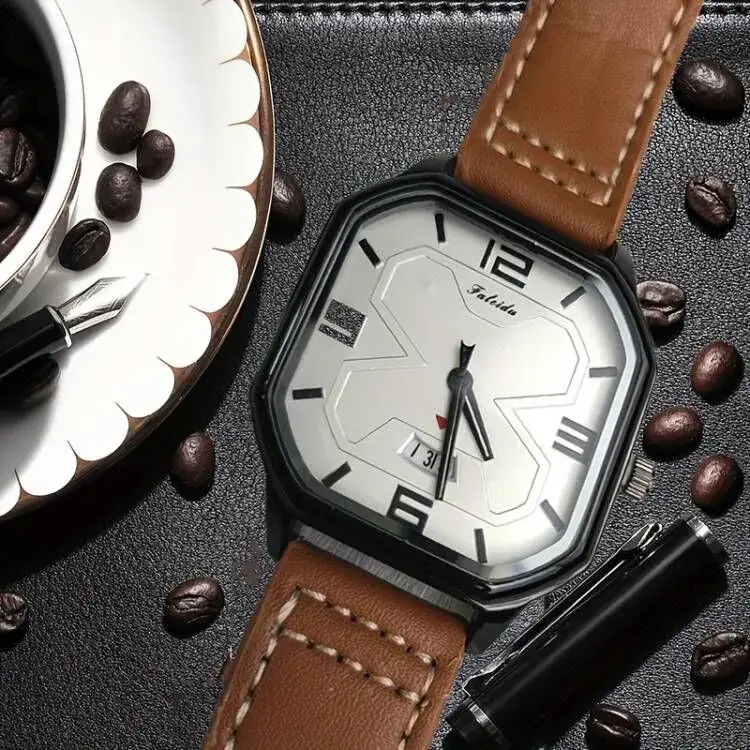 Retro Square Watch Men's Quartz Large Dial Mechanical