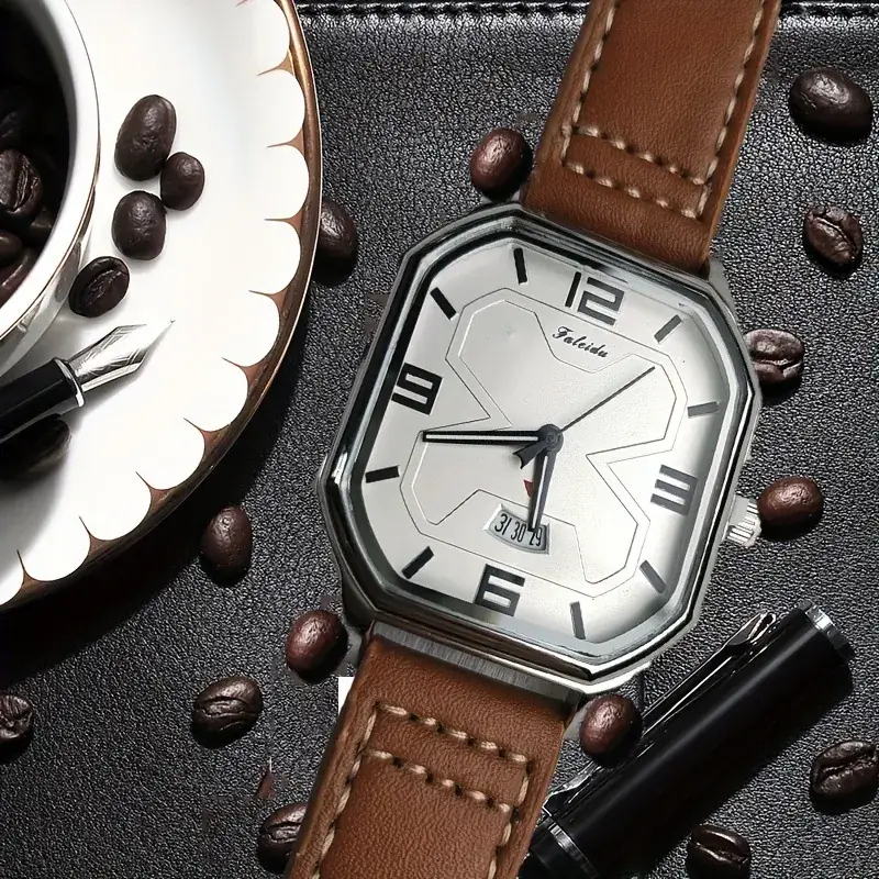 Retro Square Watch Men's Quartz Large Dial Mechanical
