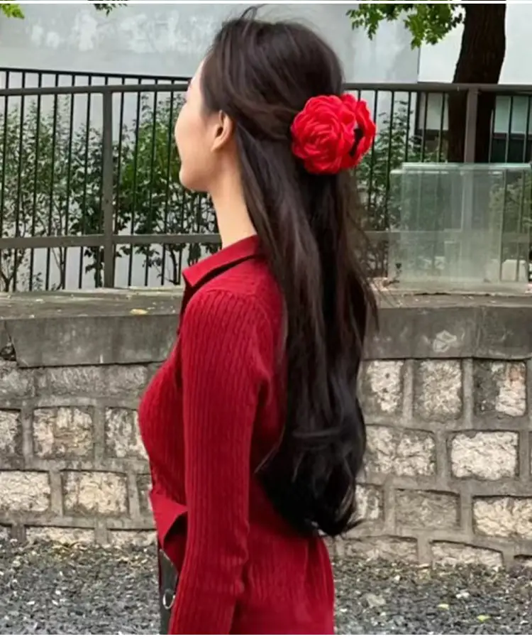 Red Rose Hair Clip Back for Girls & Women — feature 10