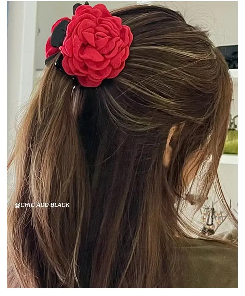 Red Rose Hair Clip Back for Girls & Women — feature 8