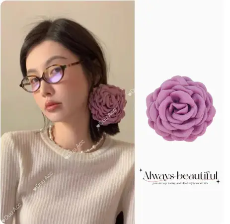 Red Rose Hair Clip Back for Girls & Women - Image 6