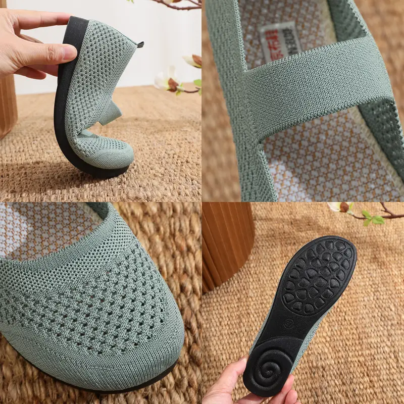 Spring and Summer New Breathable Mesh Shoes Old Beijing Cloth Shoes Women's Soft Sole Comfortable Mother Shoes Hollow Flat Casual Shoes - Image 7