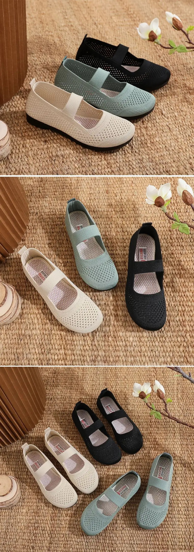 Spring and Summer New Breathable Mesh Shoes Old Beijing Cloth Shoes Women's Soft Sole Comfortable Mother Shoes Hollow Flat Casual Shoes — feature 10