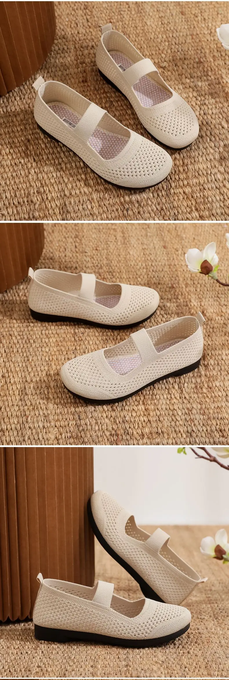 Spring and Summer New Breathable Mesh Shoes Old Beijing Cloth Shoes Women's Soft Sole Comfortable Mother Shoes Hollow Flat Casual Shoes — feature 7